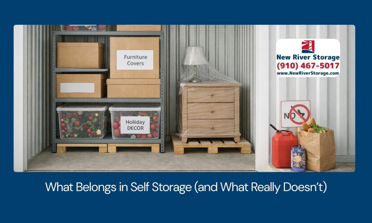 Checklist of what items belong in self storage and what items are not recommended