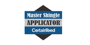 A logo for a master shingle applicator certification
