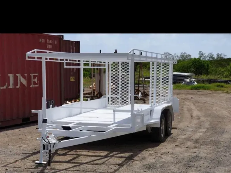 White Utility Trailer With Metal Cage Frame — All Blast and Paint in Sarina, QLD