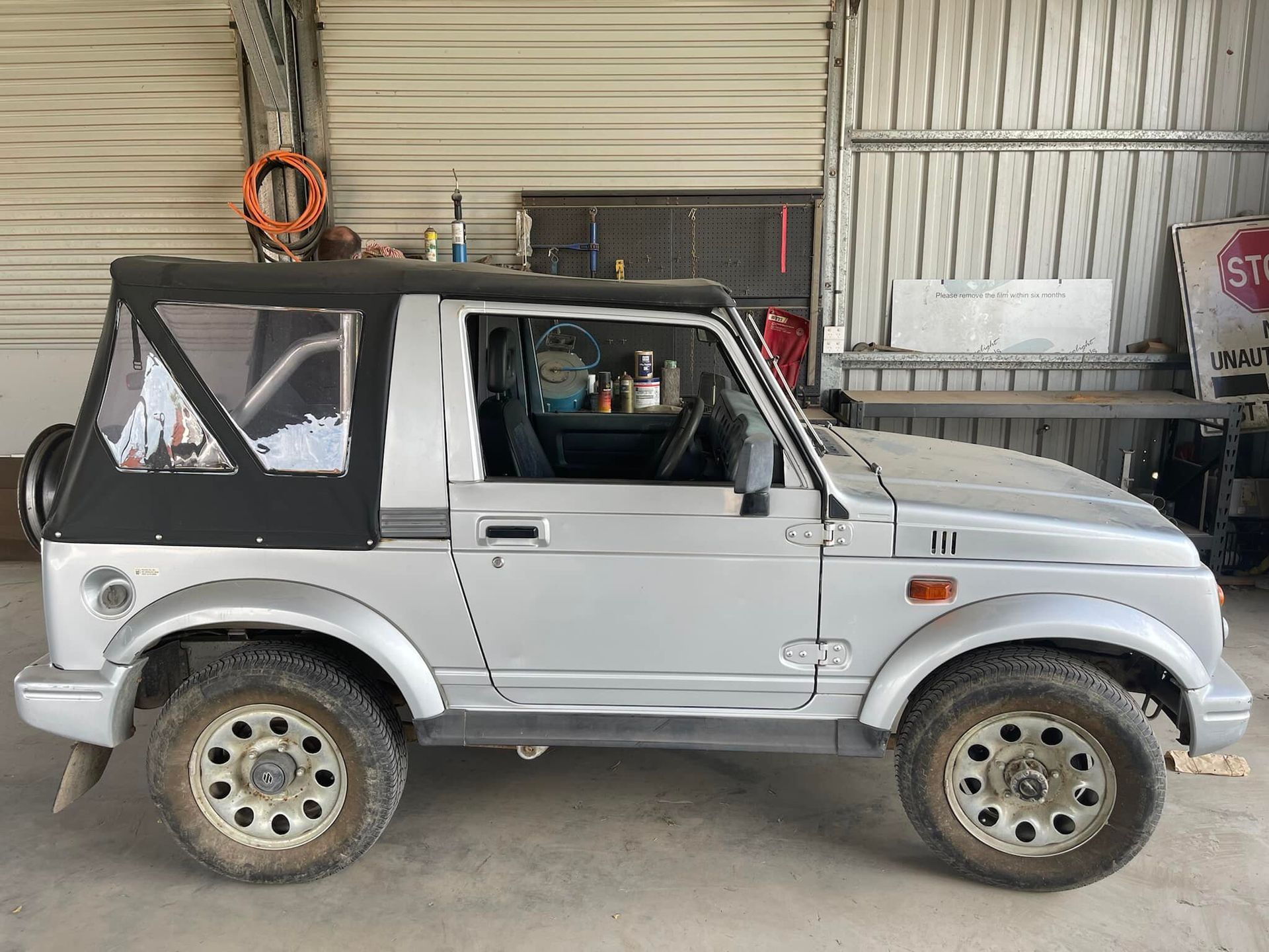 Silver Suzuki Samurai Convertible Parked in a Garage — All Blast and Paint in Moranbah, QLD