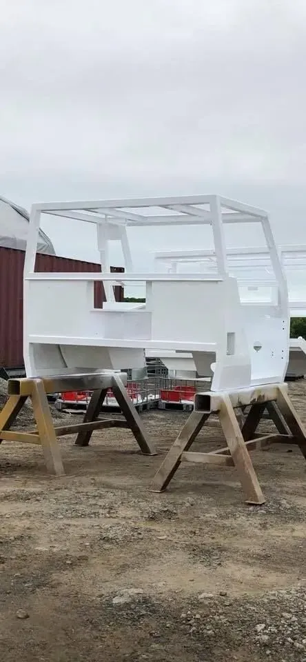 White-painted Vehicle Frame on Sawhorses Outdoors — All Blast and Paint in Moranbah, QLD