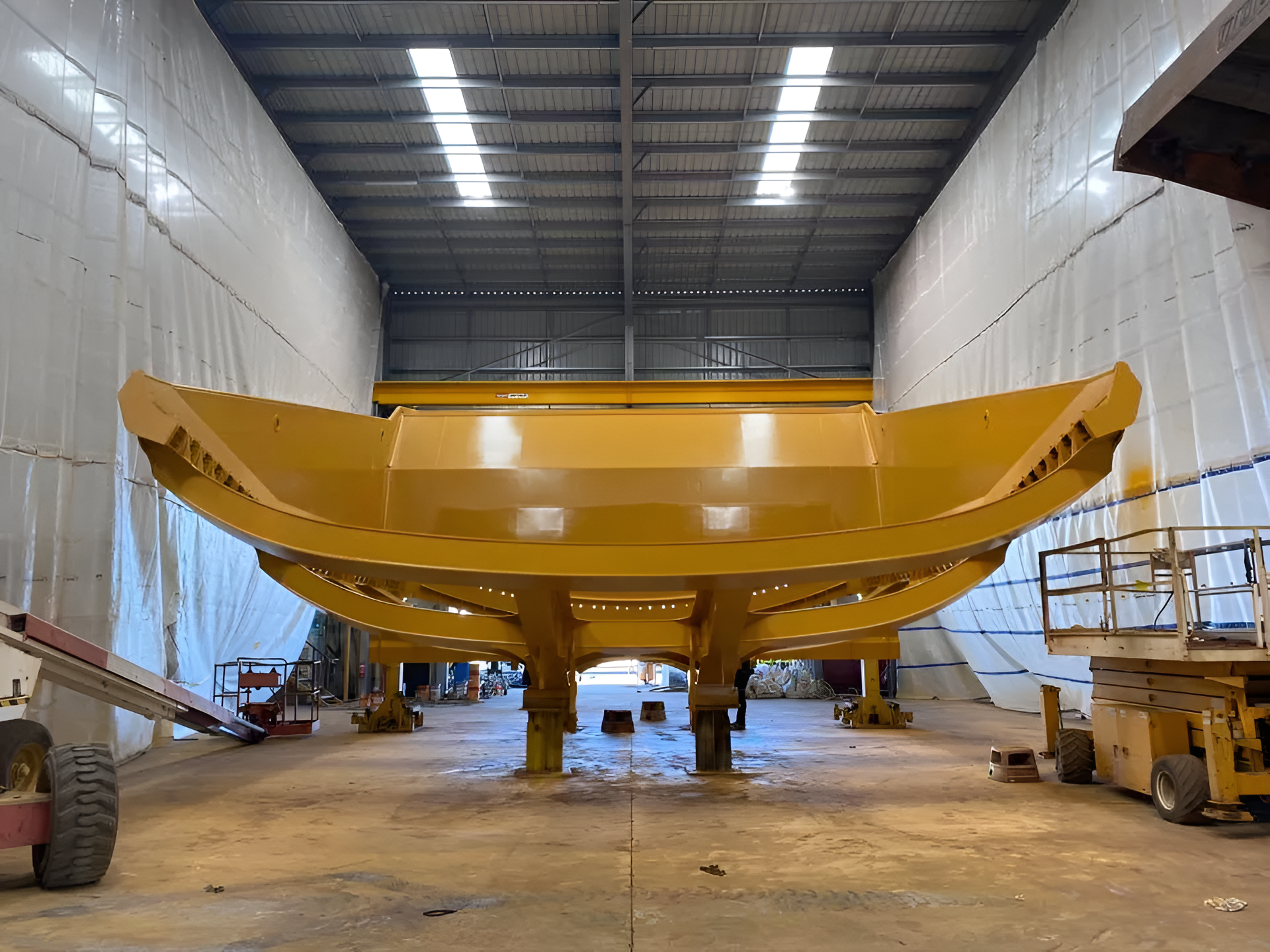 Large Yellow Metal Structure Inside a Warehouse — All Blast and Paint in Bakers Creek, QLD
