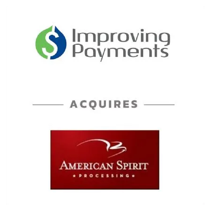 Improving Payments acquires American Spirit Processing, illustrated with both company logos.