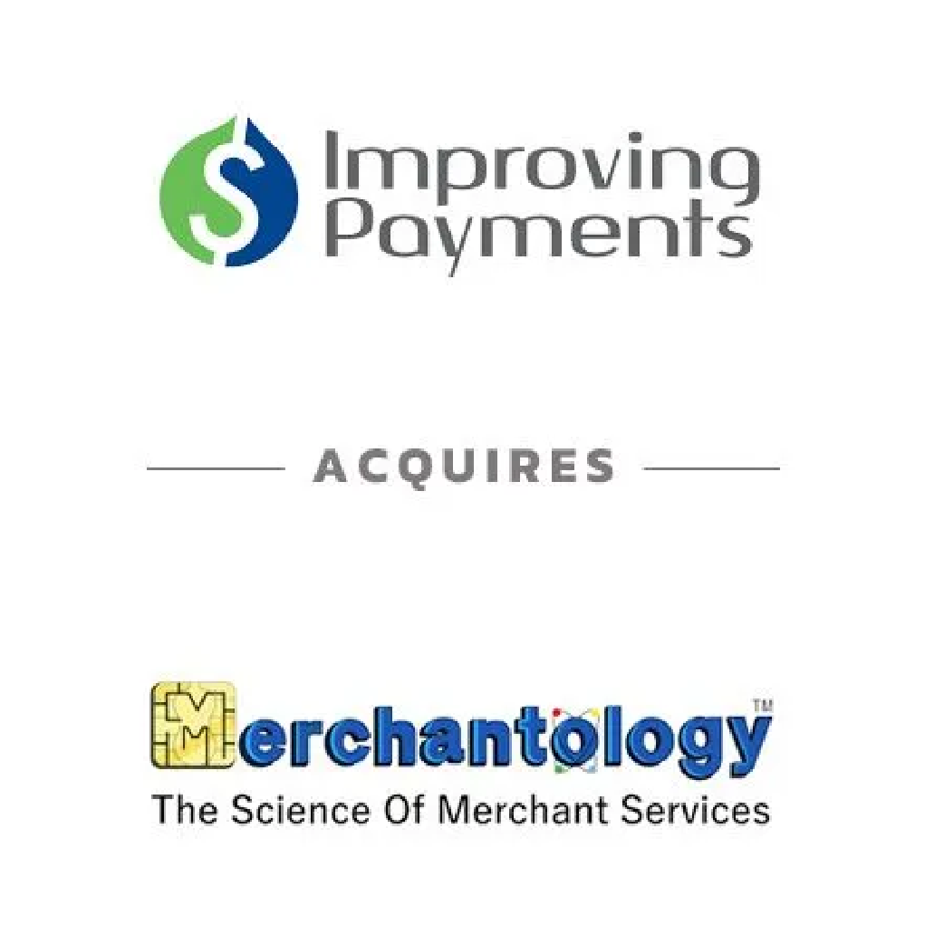Improving Payments acquires Merchantology, The Science of Merchant Services, with both company logos displayed.