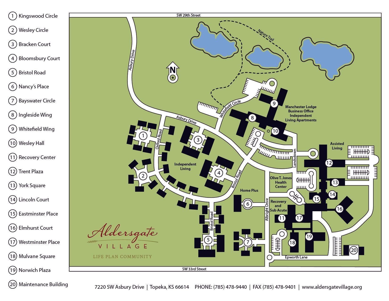 Aldersgate Village Campus Map