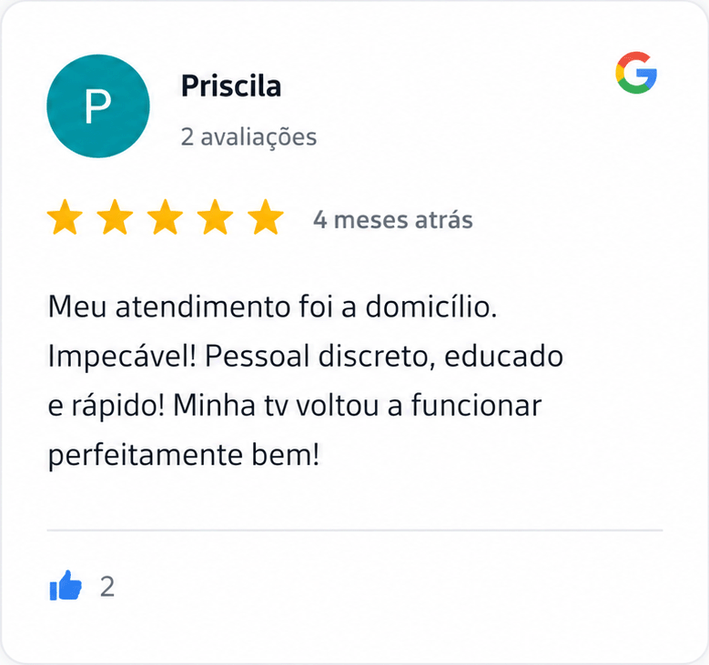Avaliação de Priscila no Google