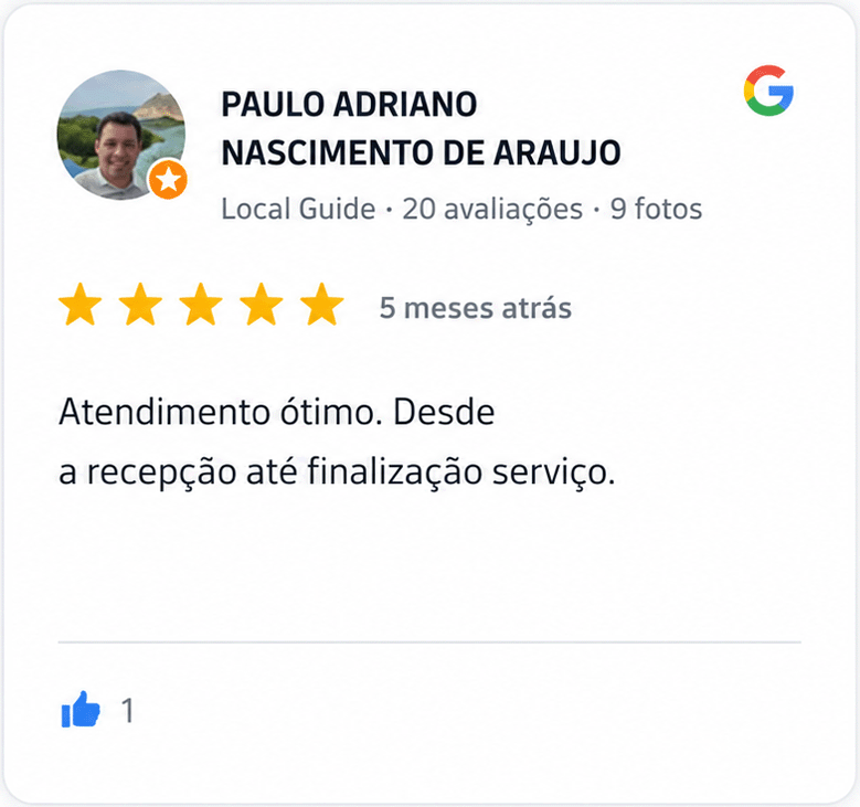 Avaliação de Paulo Adriano no Google