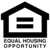 A black and white logo for equal housing opportunity.