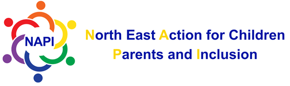 A colorful logo features six stylized figures arranged in a circle around the blue text