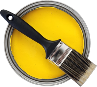 yellow paint and brush on