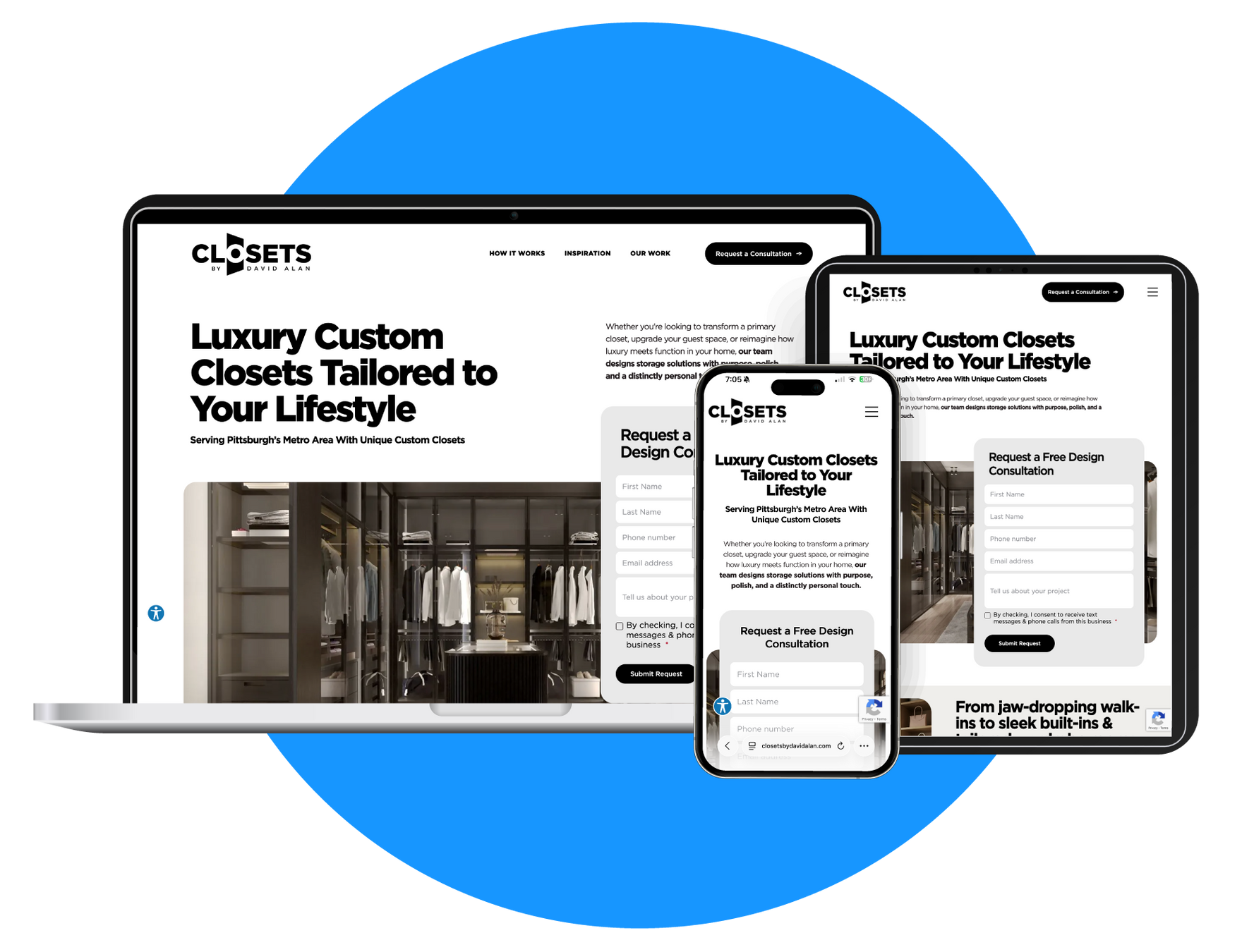 Closets by DA website mockup