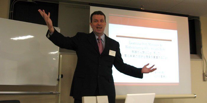Ron Haigh speaking in Nagoya, Japan