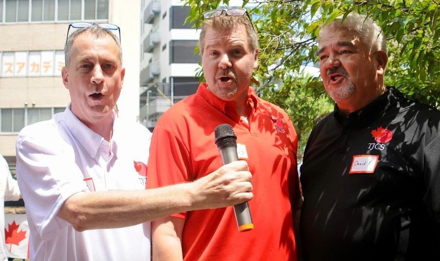 Singing O Canada in Nagoya on Canada Day