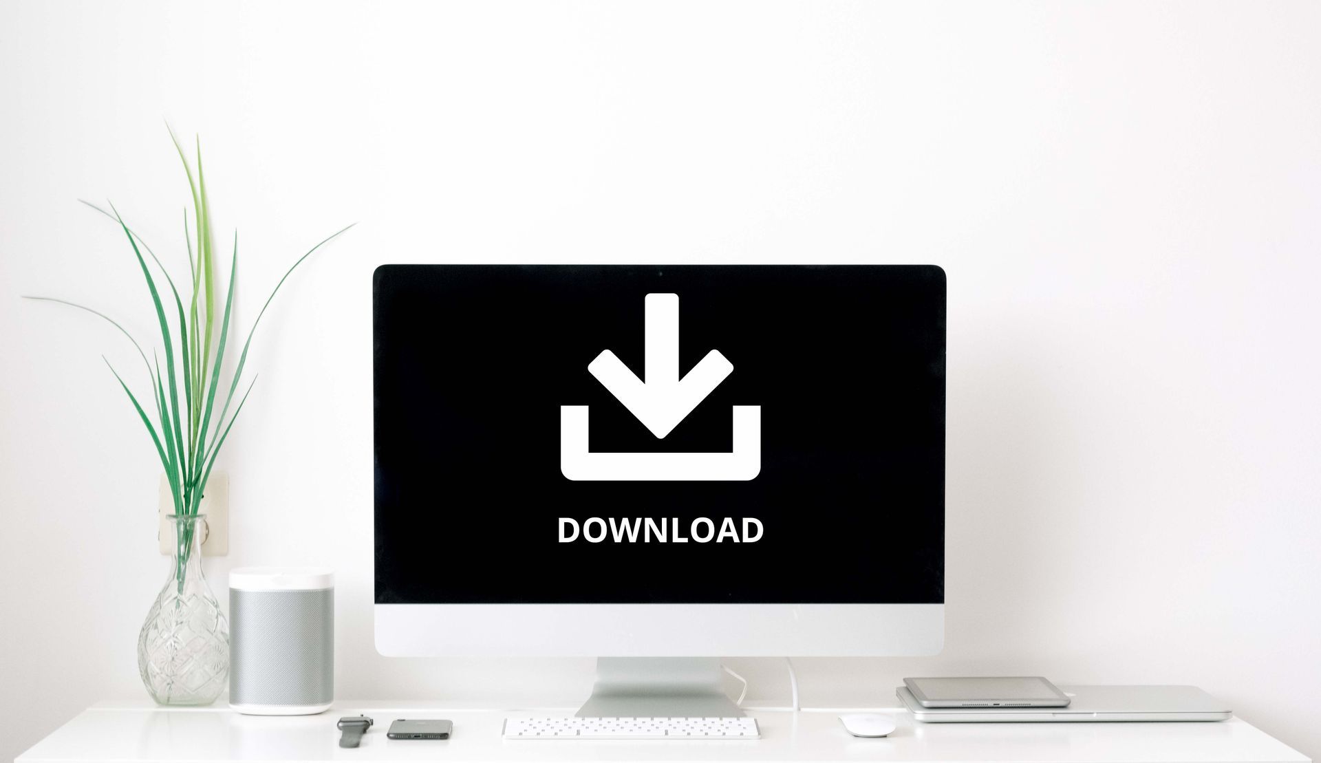 laptop with download icon on screen