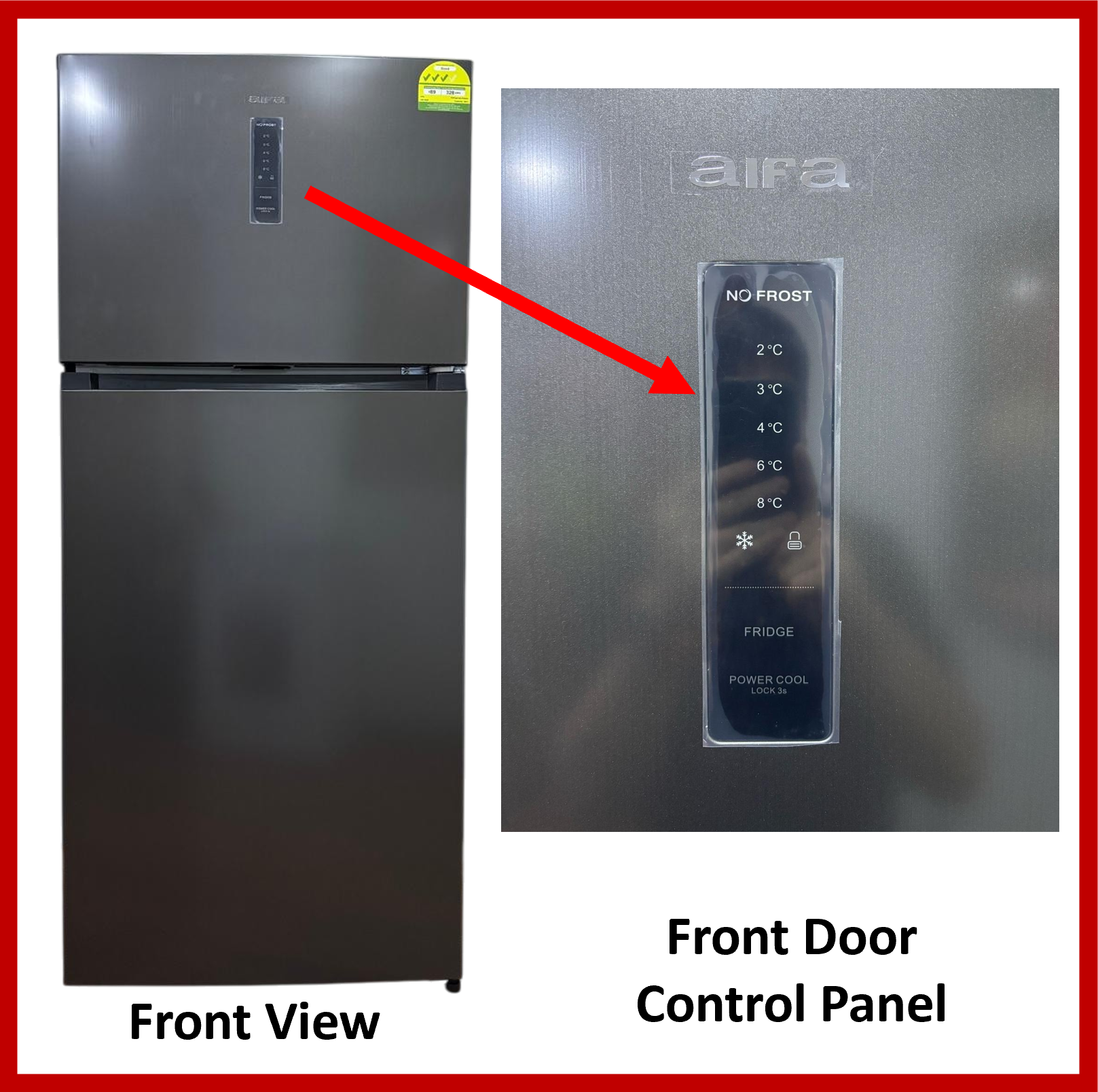 Aifa 2 Door Top Freezer Refrigerator, 420L capacity, No Frost - AR-H482