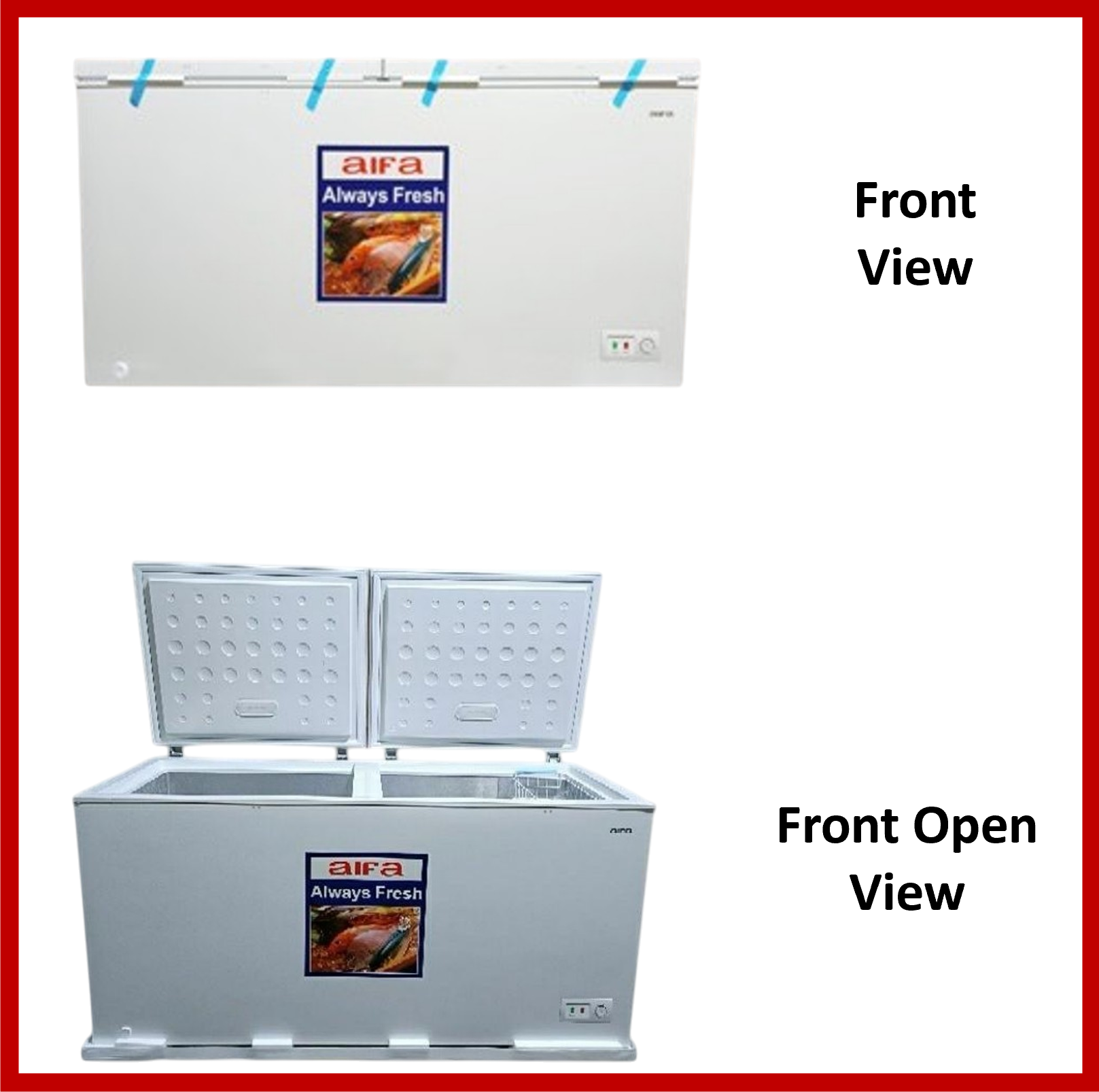 Aifa AF-H508L-2 Door Chest Freezer, Top Opening Door, 508L Capacity