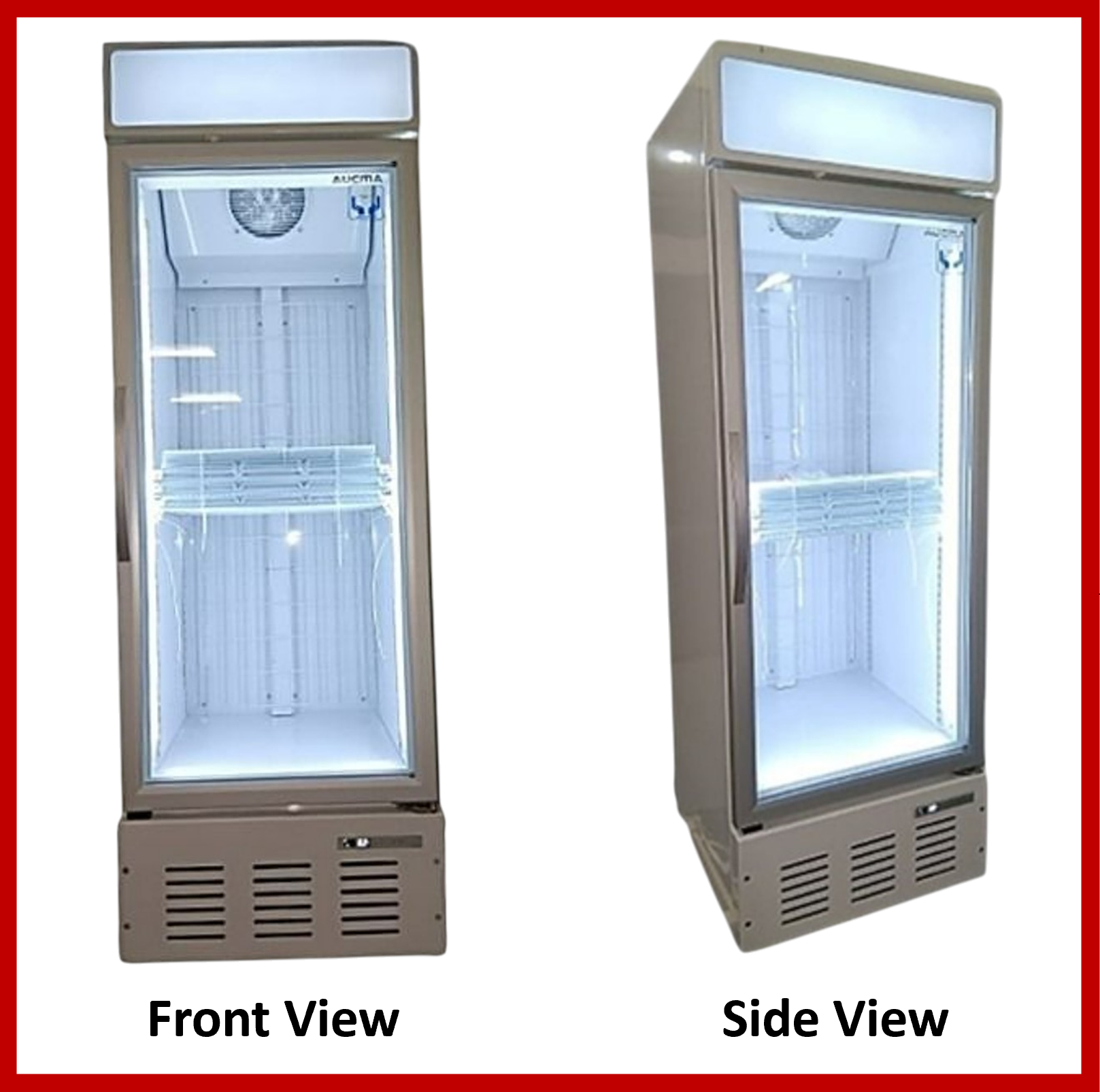 Aucma SD-400SBID Display Freezer, 480L capacity, Clear glass display, Adjustable shelves