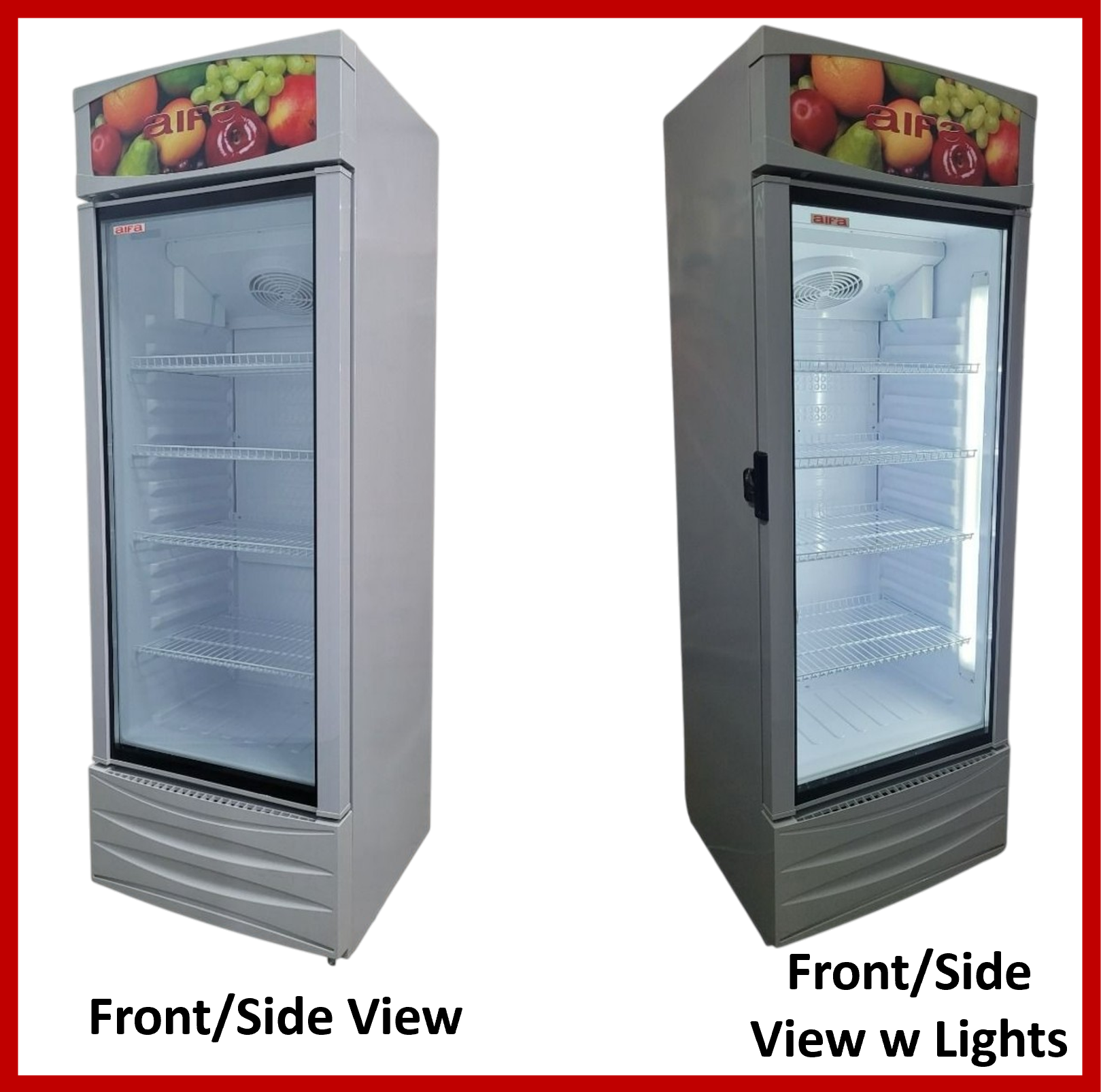 Aifa Glass Door Standing Chiller, Adjustable shelves, Lock, 289L capacity - XC-A301