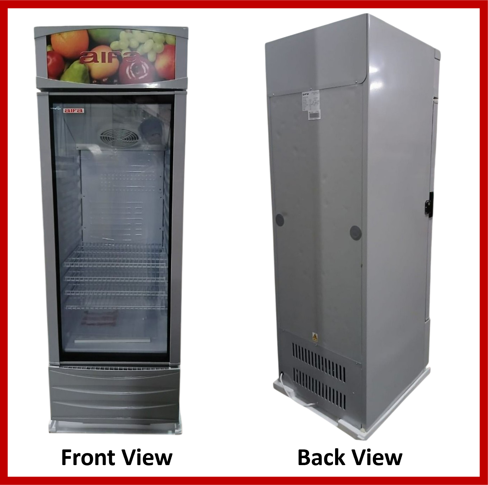 Aifa Glass Door Standing Chiller, Adjustable shelves, Lock, 339L capacity - XC-A351