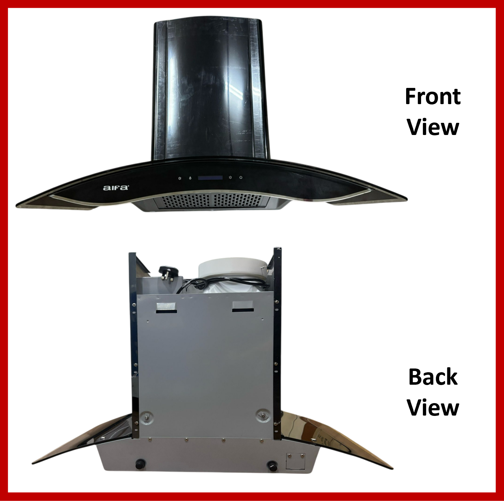 Aifa ACH-9009U Curved Chimney Cooker Hood(Black), 90cm, Sensor Touch, Suction 700m³/hr, Fan Speed Control