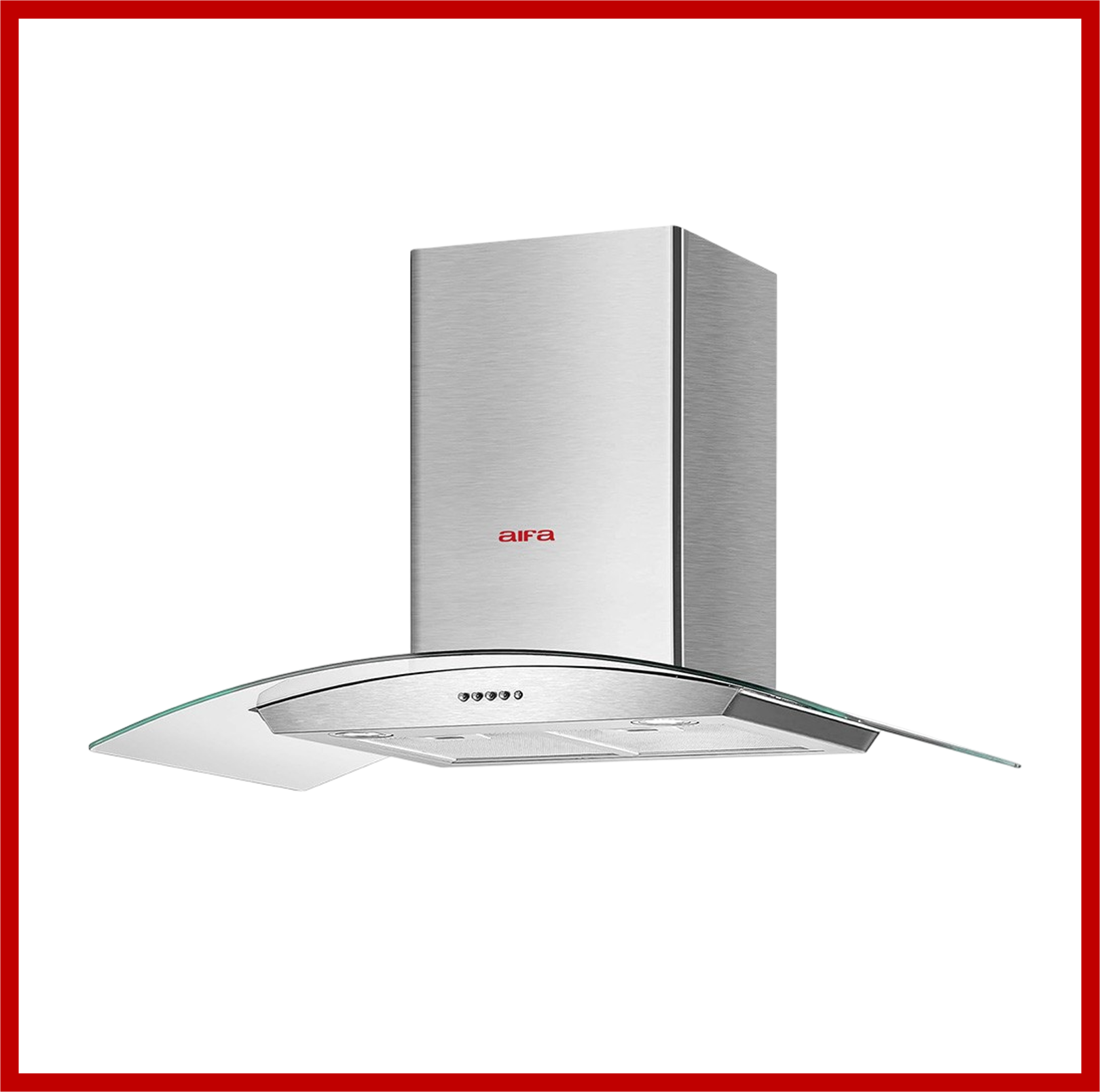 Aifa ACH-90TG7 Curved Chimney Cooker Hood, Stainless Steel w/ Glass, 90cm, Air capacity : Max 1200m3/h