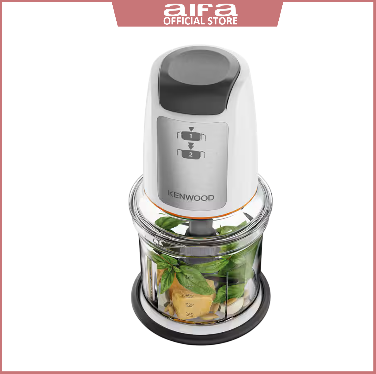 Kenwood Easy Chop CHP61.100WH - Mini Chopper with 2 Speed Levels, 0.5L work container capacity, 500W, White