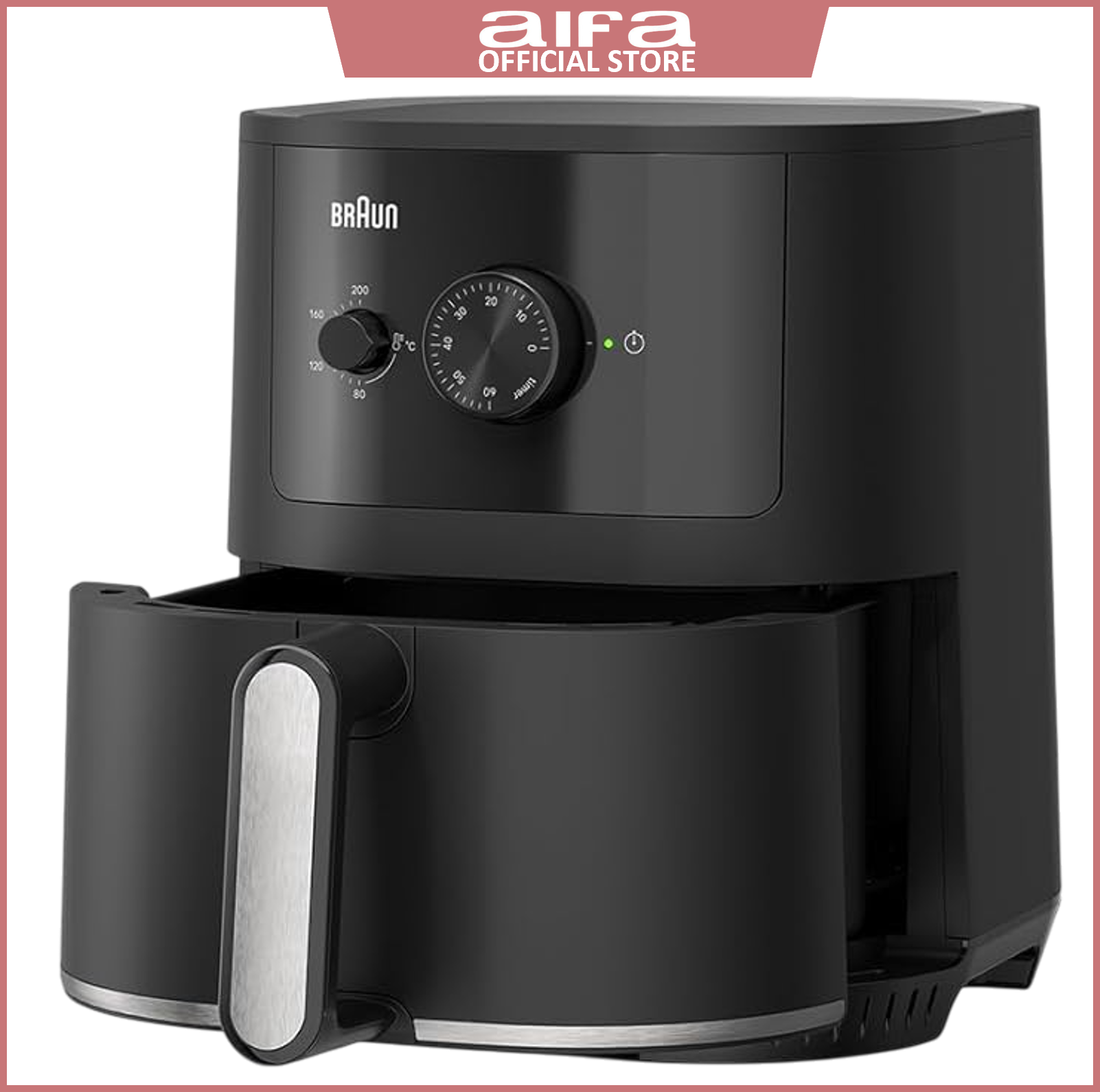 Braun MultiFry 3 HF3000 - Air Fryer, 1500W, 4.3L capacity, analog interface, adjustable temperature 80-200 degree, black