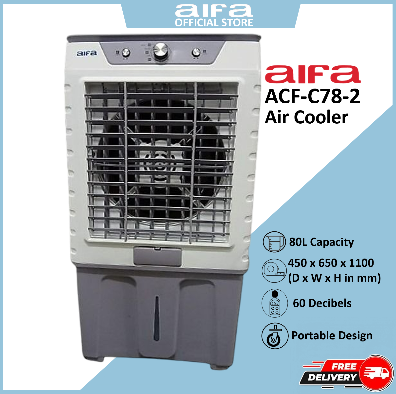 Aifa Air Cooler, Portable Design, Adjustable fan speed settings - ACF-C78-2