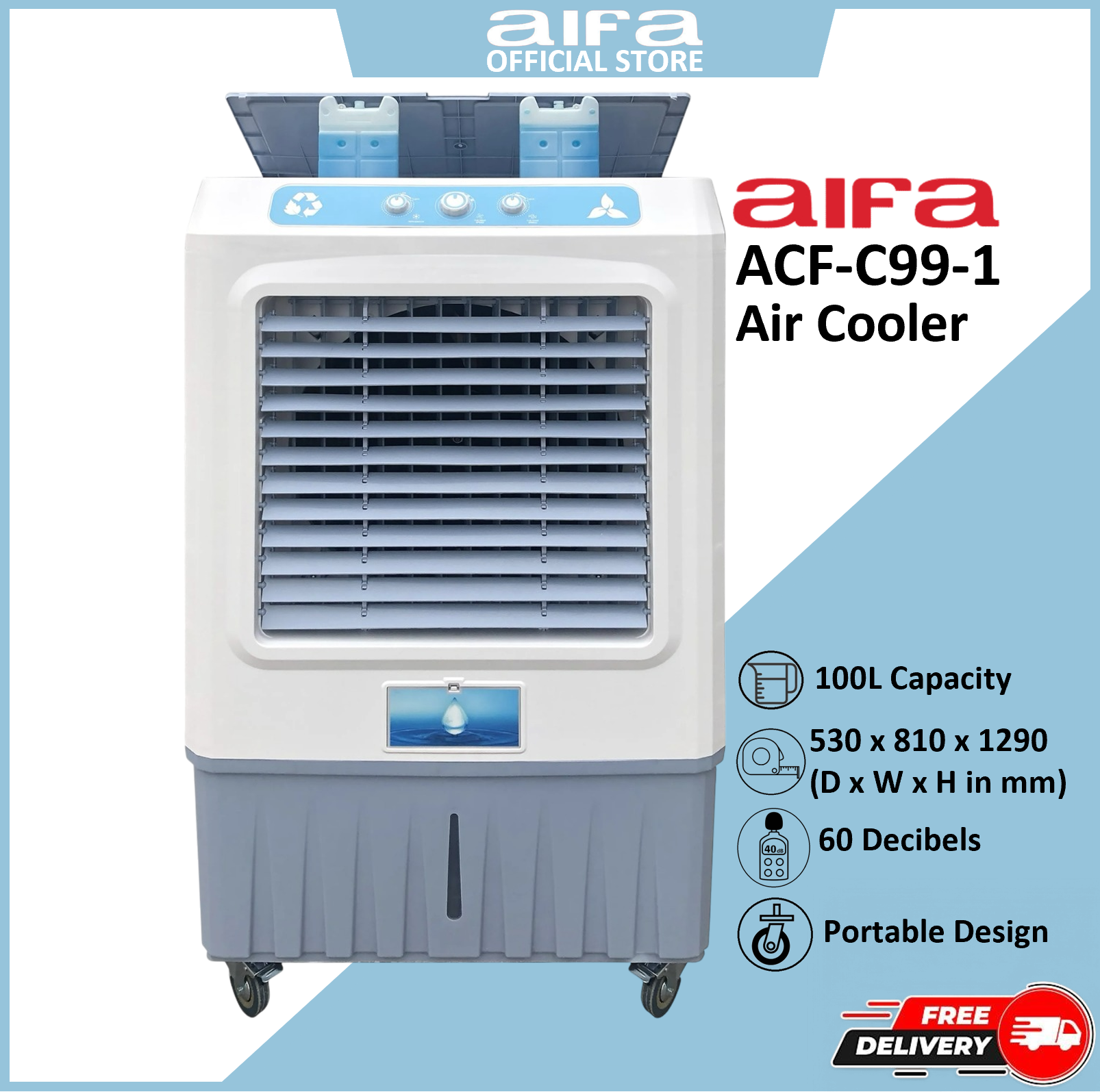 Aifa Air Cooler, Portable Design, Adjustable fan speed settings -ACF-C99-1