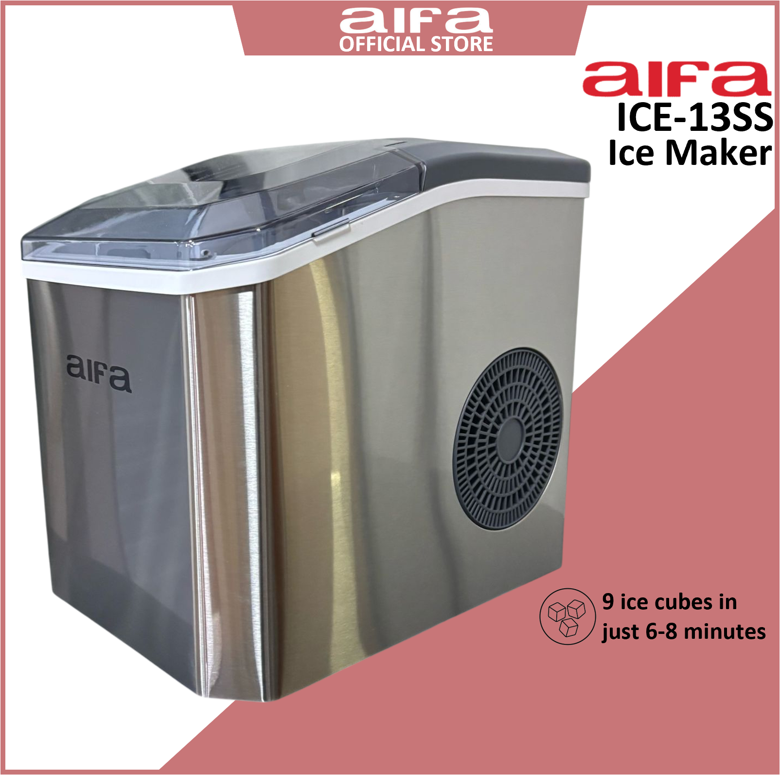 Aifa Table Top Ice Maker, Compact and efficient - Silver ICE-13SS