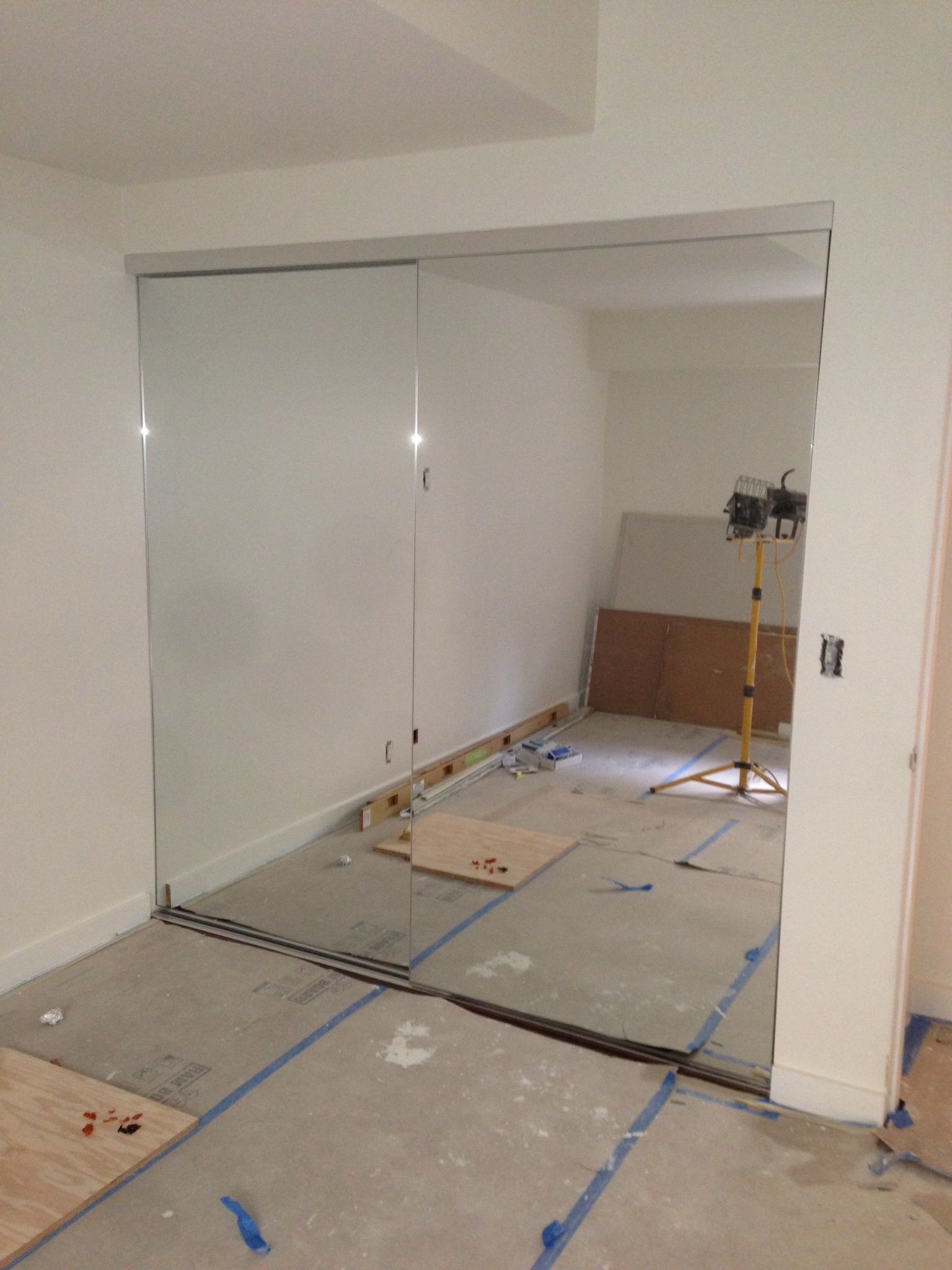 Interior doorway during construction