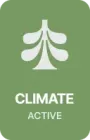 A climate active logo with a tree on a green background.