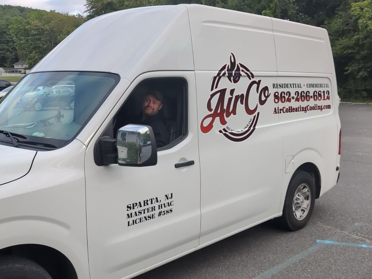A white van with the word air on it