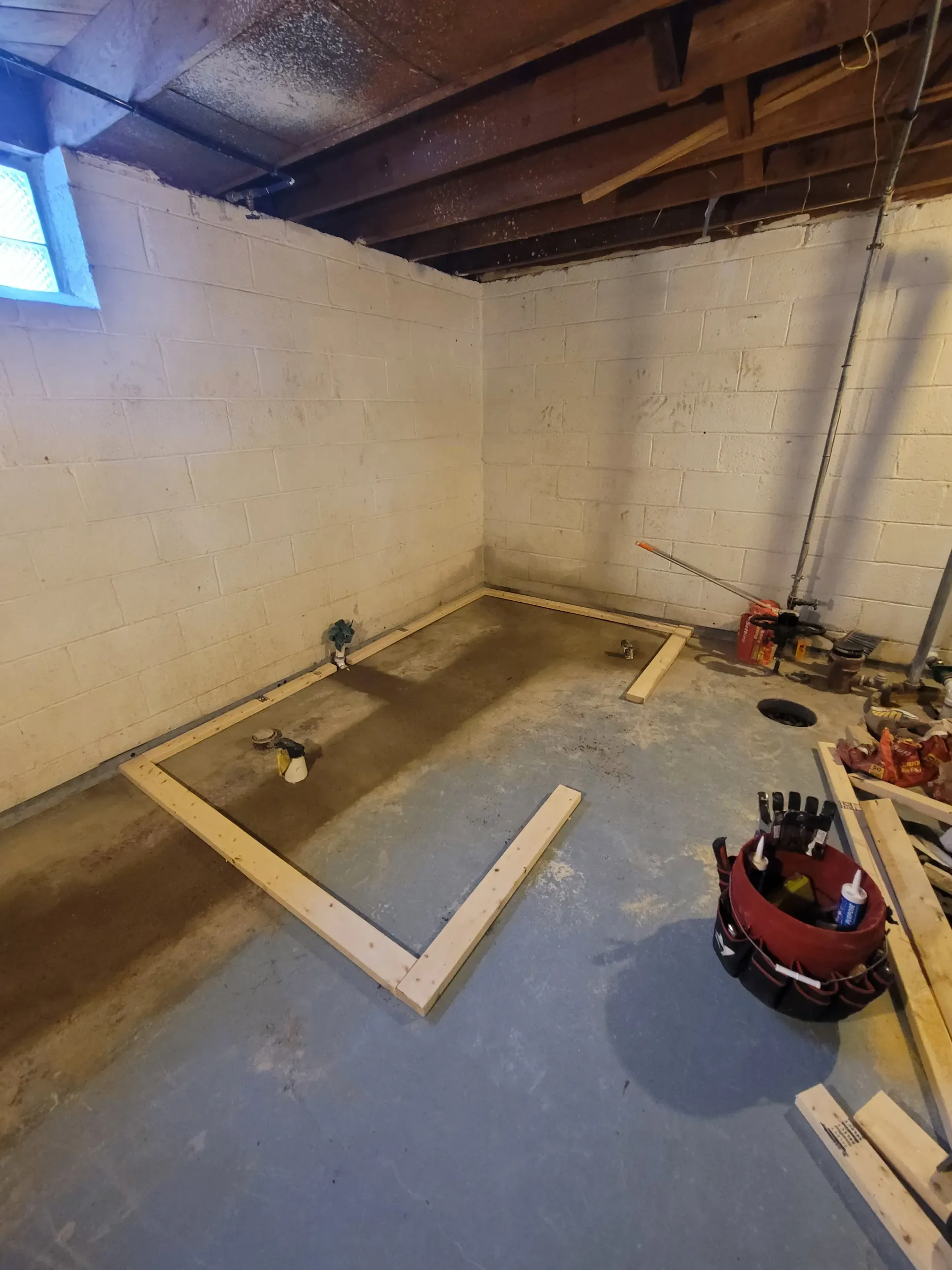Basement construction scene