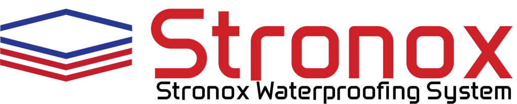 Stronox logo: stylized layers in blue and red with the name in red text.