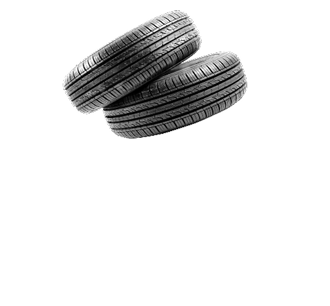 Two black car tires stacked together. | PJM Auto LLC