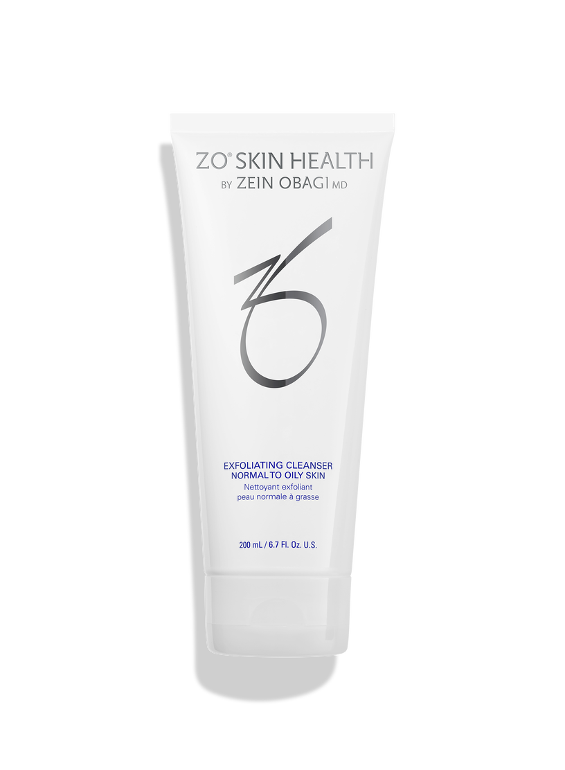 A white tube of zo skin health lotion on a white background.