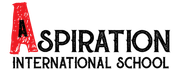 Logo for Aspiration International School with a large red letter A and black text on a white background.