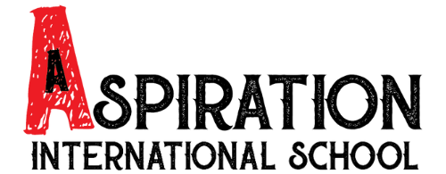 Logo for Aspiration International School with a large red letter A and black text on a white background.
