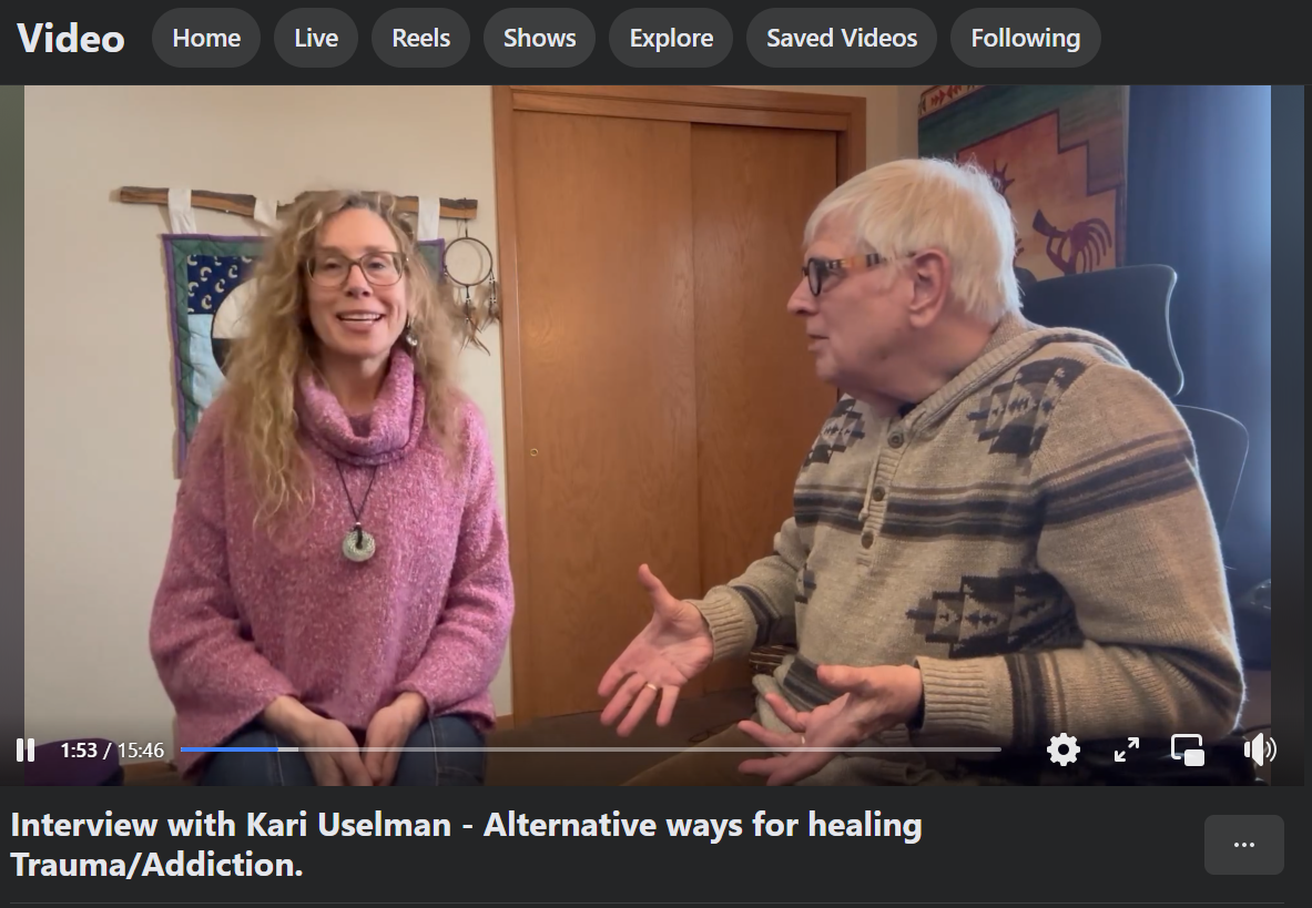 A man and a woman are talking in a video about alternative ways for healing trauma and addiction
