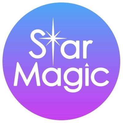 A blue and purple circle with the words star magic on it