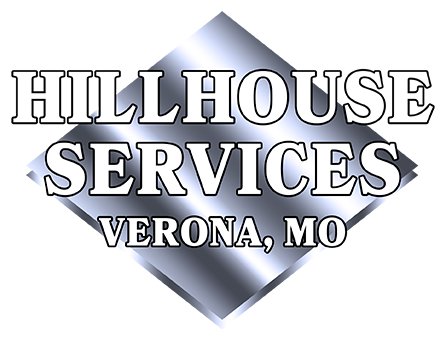 Hillhouse Services logo: Silver diamond with white text