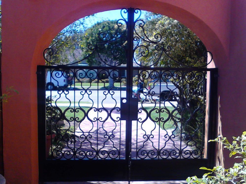 Ornate black wrought iron gate