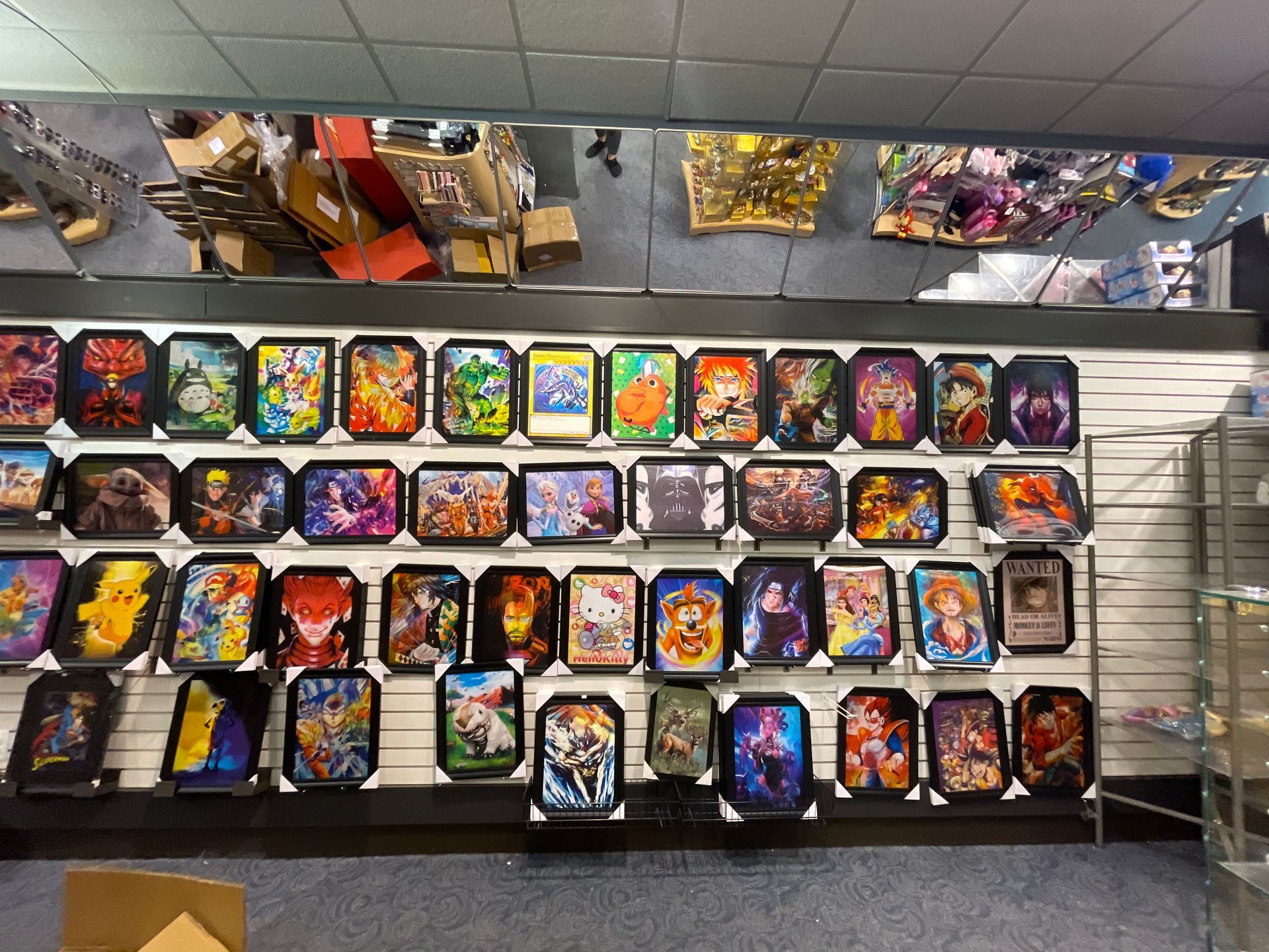 A wall with a lot of pictures on it