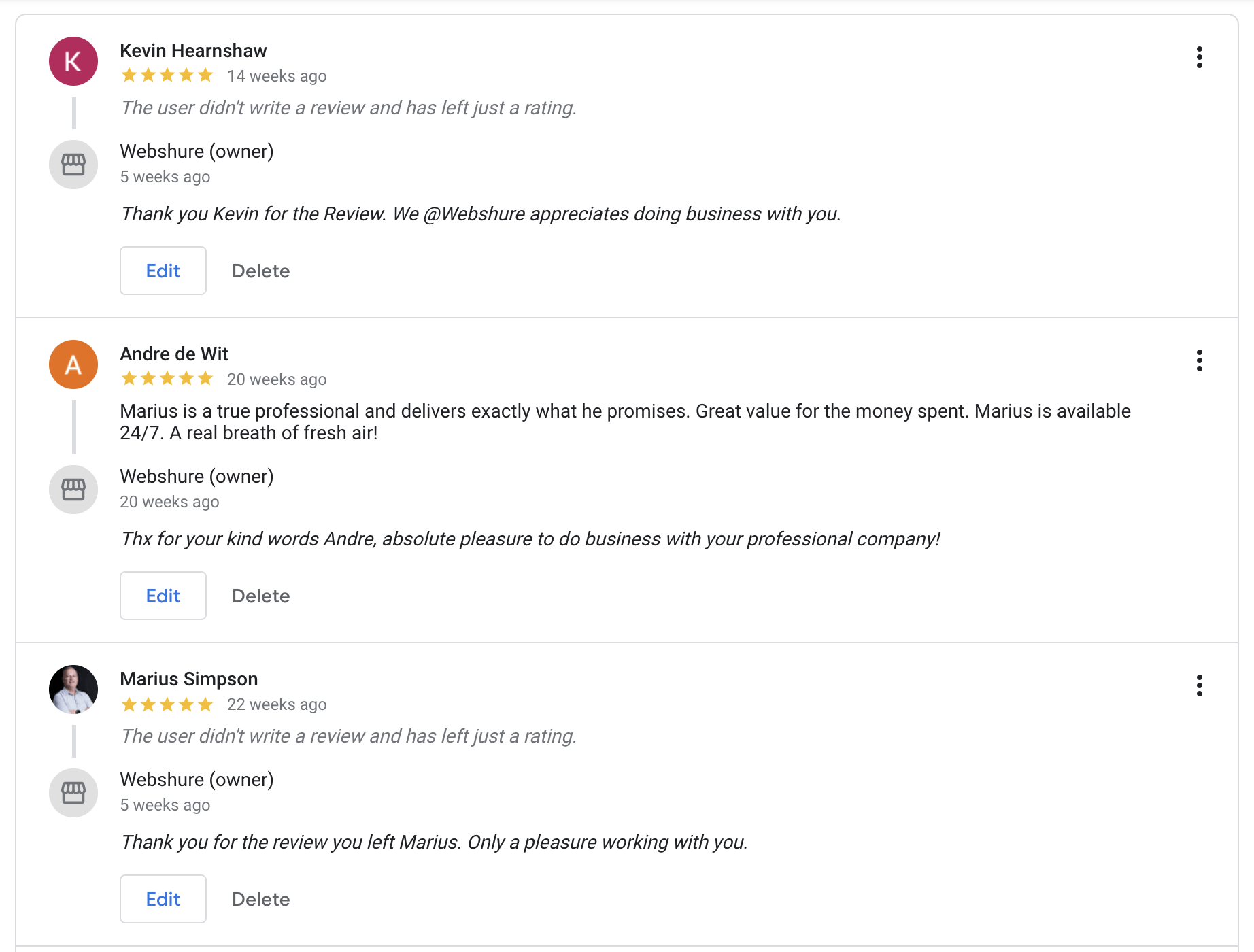 Google My Business Reviews