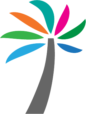 Disegno palma con rami colorati