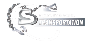 A logo for stanley & sons transportation with a chain around it.
