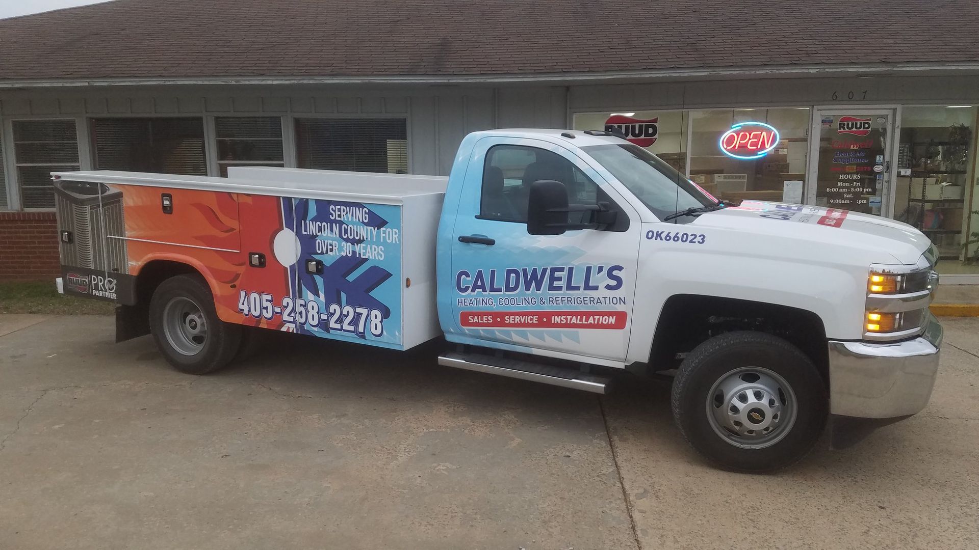 The Caldwell Heat and Air truck in Chandler, OK