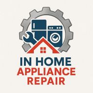 Logo for In Home Appliance Service: Red and black design with a gear, screwdriver, and text.