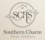 Logo for Southern Charm Home Solutions: circular design with initials "SCHS" and house icon.